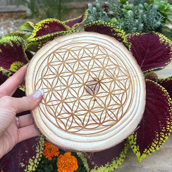 Wooden Crystal Grid Flower of Life for Altar Decor Accessories Sacred Geometry - Picture 3 of 8